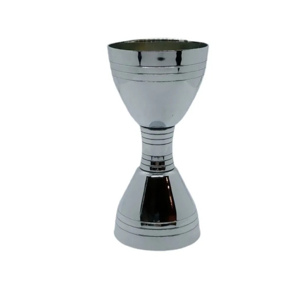 Metal Double Jigger  1oz/2oz, Silver Plated - Picture 1 of 5